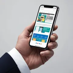 Kézben tartott okostelefon, rajta egy mobilra optimalizált weboldal